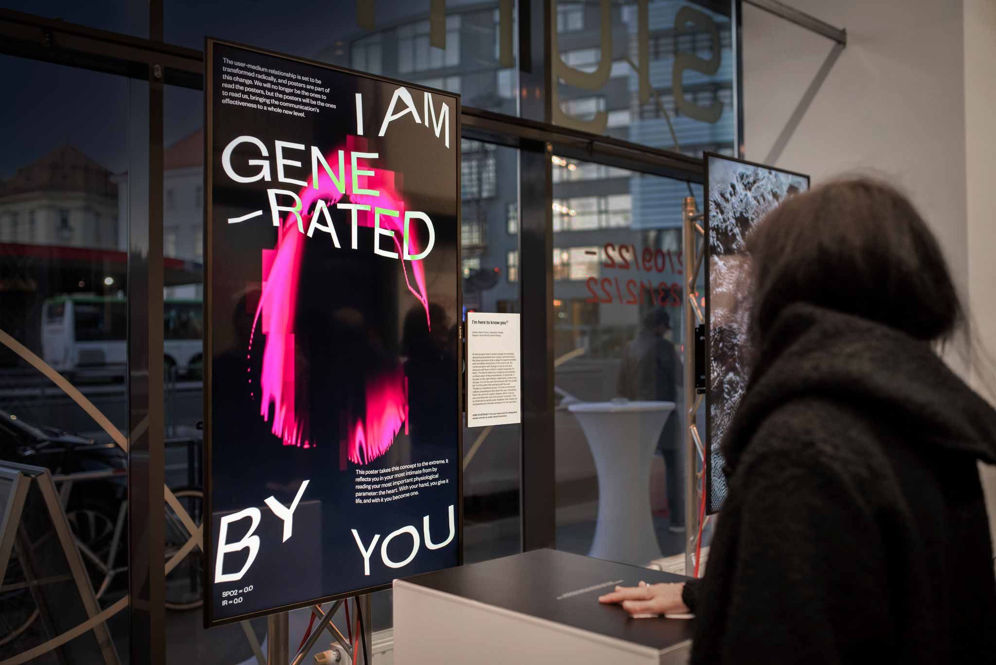 I'm here to know you: Hearbeat generated poster - Opening at DesignForum | Pietro Forino 